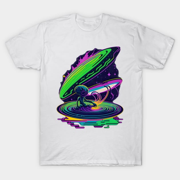 Space Bathing Alien T-Shirt by MonkeyStuff